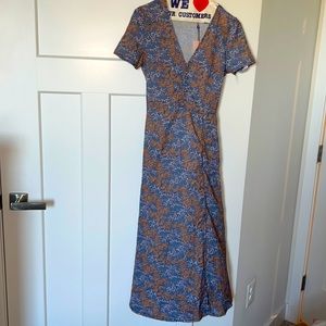 Half button midi tea dress floral print